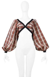 VINTAGE ISAAC MIZRAHI RED PLAID "TARTAN COLLECTION" PARTY TOP 1989 - Picture 1 of 6