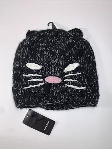 New W/ Tag Torrid Cat Face Beanie Black & Gray #10392417 One Size Fits All - Picture 1 of 6