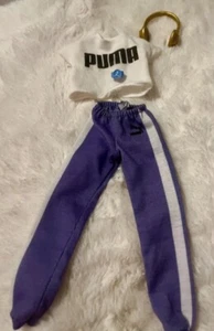 Barbie Doll Puma Fashion Pack Clothes Top And Joggers Watch And Headphones - Picture 1 of 2