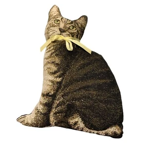 Almohada para gato siamés juguete de peluche tiro 16 pulgadas de alto cinta amarilla realista - Imagen 1 de 4