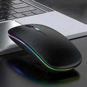 Drahtlose Maus, Bluetooth und USB, wiederaufladbar, geräuschlos + Lichteffekten - Bild 1 von 3