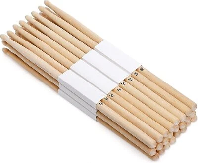 SUWIMUT 12 Pairs Drumsticks, Hard Maple 2B Wood Tip Drum Sticks, Exercise Drum Sticks...