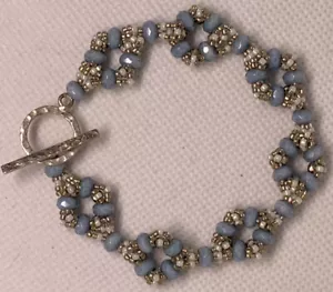 Czech Glass Bead-Woven Bracelet, with a Solid Sterling Silver Toggle Clasp - Picture 1 of 19