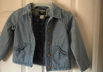 Chaqueta de Jean Osh Kosh Bgosh Niñas Talla 5T Forrada Bolsillos con Volantes ¡Linda! Foto 1 de 4