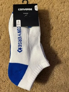 CONVERSE Kids No Show Socks Size 5Y-7Y White Blue White 3 Pr New - Picture 1 of 5
