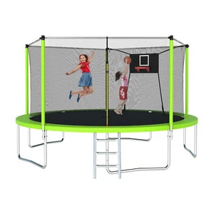14FT Trampoline for Kids and Adult Large Outdoor Trampoline Basketball Hoop US - Picture 1 of 10