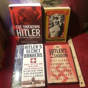4 Bücher Lot Hitler Goebbels Nazi Heiber Evans Swiss Secret Bankers Unbekannter Schatten - Bild 1 von 19