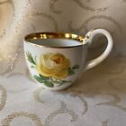 Meissen Yellow Rose, Wide Gold Trim Demitasse Cup with Swan Handle-MINT