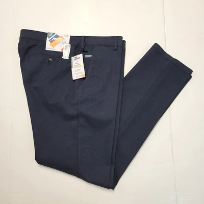 $298 全新 MEYER 平前斜纹布休闲裤 BONN 男式 40x34 海军蓝格子 EU 56 — 第 1/4 张图片