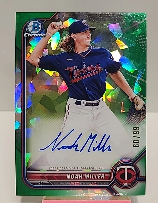 2022 Bowman chrome vert réfracteur auto #CPA-NM Noah Miller /99