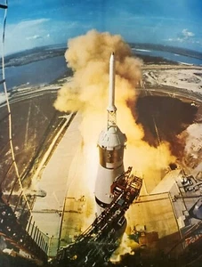 VTG NASA Photo Print APOLLO 11 Liftoff Kennedy Space Center Armstrong Aldrin '69 - Picture 1 of 4