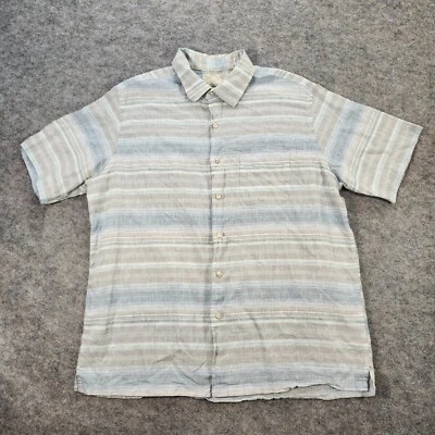 Tasso Elba Island Linen Blend Shirt Men Large Multicolor Casual Button Up Travel - Image 1 of 4