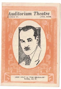 1920-30s Movie Program-Auditorium- Lynn MA- Jack Holt in The Squealer - Picture 1 of 1