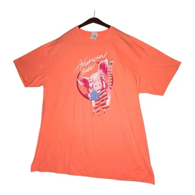 Camiseta Babe The Pig Y2K American Babe Hombre Grande Rosa Melocotón Gráfico Foto 1 de 4