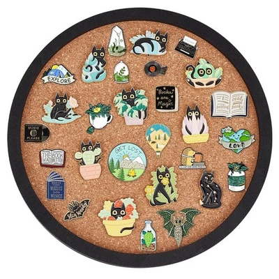 Flat Round Pin Board Cork Board, 7.87inch Bulletin Board Wall Mounted Display... - Image 1 of 4