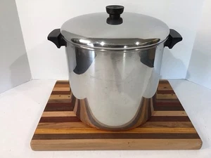 Vintage Revere Ware 1801 Acciaio Inox 12 Qt Stock Pentola Fondo Rame con Coperchio - Foto 1 di 10