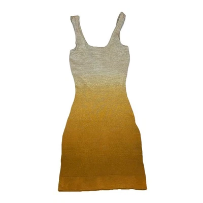 Guess by Marciano Ombré Yellow Mustard Shimmering Dress Sz XS Stretch Mini Tank - Image 1 of 4