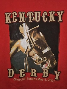 Kentucky Derby Churchill Downs 2007 Large Mens Red Graphic Logo Long Sleeve - Picture 1 of 10
