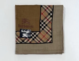 MEN HANDKERCHIEF BURBERRY Brown Tan Beige PLAID CHECK COTTON POCKET SQUARE 19” - Picture 1 of 6
