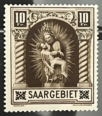 GERMANY - SAAR - #119 Madonna 10 Franc Mont Hinged - CV $16 - Image 1 of 2