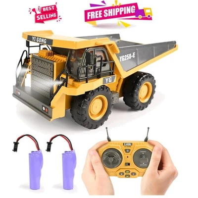 Camión volquete de control remoto de 9 canales con cama metálica y 2 baterías para niños Foto 1 de 4