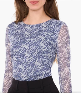 Nordstrom Halogen gerafftes Damenoberteil Bluse Netz Langarm XL MSP $ 79 - Bild 1 von 4