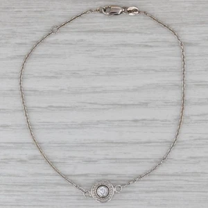 0.25ct Diamond Solitaire Bracelet 14k Gold Platinum Charm 7.5" Cable Chain - Picture 1 of 6