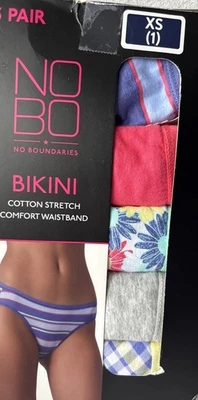 NoBo женщин 5-пара хлопок эластичной хипстер нижнее белье размер XS (1) новый, открытая коробка 🼼 - Изображение 1 из 3