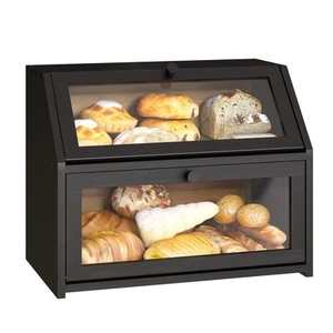 Farmhouse Bread Box for Kitchen Countertop Bread box Double Layer Bamboo Wood... - Picture 1 of 7