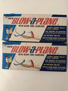 Lot Of 2 VTG. Kenner’s BLOW-A-PLANE Jet Looper with Blow Tube Launcher No. 77A - Picture 1 of 6