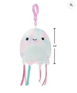 NEW Squishmallow 3.5" Krisa the Jellyfish Pink Tie Dye Clip Keychain Plush Toy - Picture 1 of 3