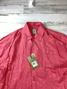 NUEVA Camisa Jamaica Jaxx Abotonada Para Hombres XXL Tropical Hawaiana 100% Seda Coral - Imagen 1 de 12