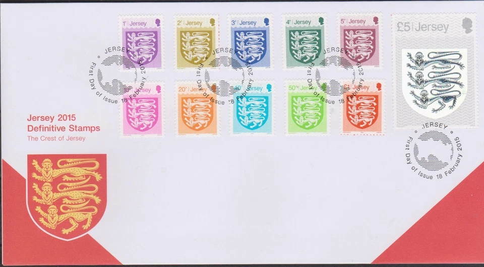 GB - JERSEY 2015 Definitives Series 1/Crest of Jersey 1p to £5 SG 1914-1924 FDC - Image 1 of 1