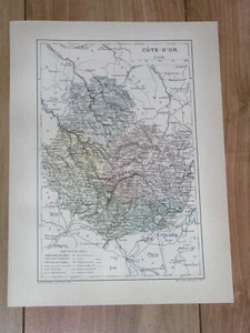 1887 ORIGINALE ANTICA MAPPA DEL DIPARTIMENTO DELLA COSTA DIGIONE / FRANCIA - Foto 1 di 3
