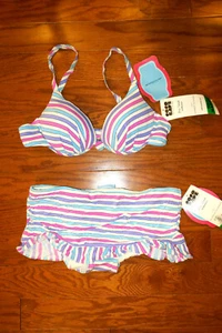 L 36A B COCO RAVE ❤️2pc. SET SWIM SUIT PUSH UP TOP SKIRTED BOTTOMS BOTTOM BIKINI - Picture 1 of 8