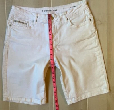 Calvin Klein City Pantalón Corto Vaquero Blanco Denim Talla 10 Mujer’s Foto 1 de 4