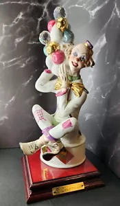 Vittorio Sabadin Circus Clown w/ Balloons Capodimonte Porcelain Italy Swarovski - Picture 1 of 3