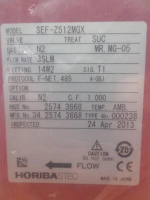 Horiba STEC SEF-Z512MGX Gas N2 3 SLM Mass Flow Controller - Image 1 of 4