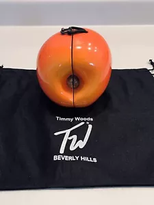 BORSA TIMMY WOODS RARA ARANCIONE ""PESCA"" INTAGLIATA A MANO FRUTTA A FRIZIONE - Foto 1 di 12