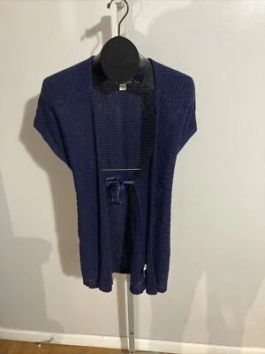 Suéter cárdigan tejido abierto azul Coldwater Creek XS 4-6 Foto 1 de 4