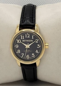 Ladies Miykon Casual Classic Gold Tone Black Dial Leather Band Analog Watch I4 - Picture 1 of 9