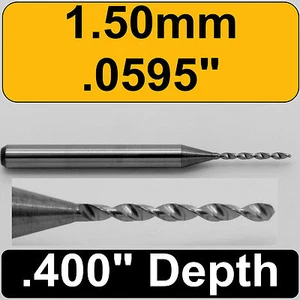 1.50mm #53  .0595" Diameter Solid Carbide Drill 1/8" Shank Kyocera #105-0595.400 - Picture 1 of 2