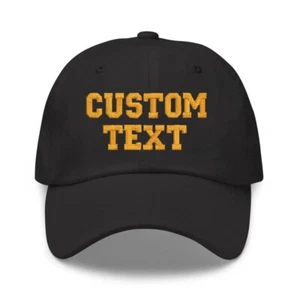 Custom embroidered black cap hat, personalized embroidered black cap hat - Picture 1 of 6