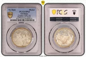 Germany Baptism Christ in the Jordan Silver Medal PCGS SP63 Dove God Eye Bibel - Picture 1 of 1