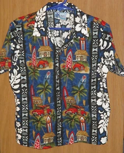RJC Boy's 7 Surf Shack Beach Cars Made in Hawaii  Hibiscus Cotton Beach Shirt - Picture 1 of 3