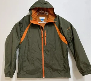 Columbia YOUTH XL (18-20) Rain Hooded Jacket Full Zip Windbreaker Olive Green - Picture 1 of 10