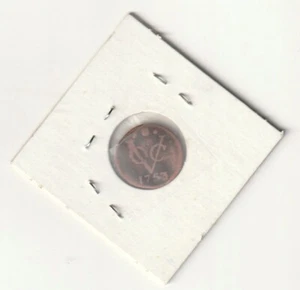 1753 Netherlands East Indies 1/2 Duit (Utrecht) Coin VG - Picture 1 of 2