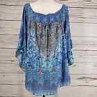 Avenue Women's Blue Floral Embellished Relaxed fit Top Size 18/20