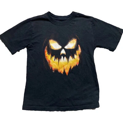 Scary Spooky Jack O' Lantern Black T-Shirt Boy's Medium Size 8 Halloween - Image 1 of 4