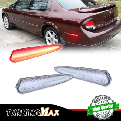Fits 2000-03 Nissan Maxima Rear Bumper Side Marker Full Red LED Light Clear Lens - Image 1 of 4